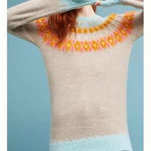 Anthropologie sleeping on snow wool/alpaca Fair Isle knit sweater XS GUC